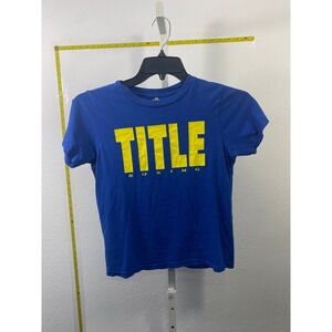 Title Boxing Graphic T-Shirt Blue Yellow Mens Small Short Sleeve Crewneck Tee